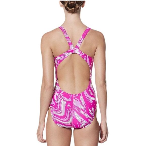 NIKE pink amp surge one piece swimsuit size 6 - Picture 2 of 8